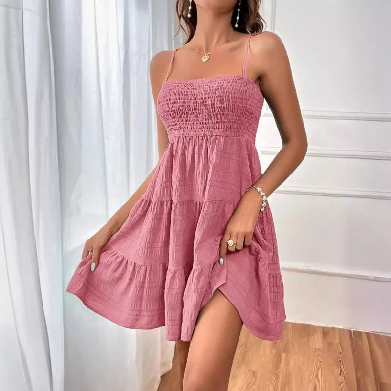 Vestido Mini Babado Azul – Casual Praia e Férias