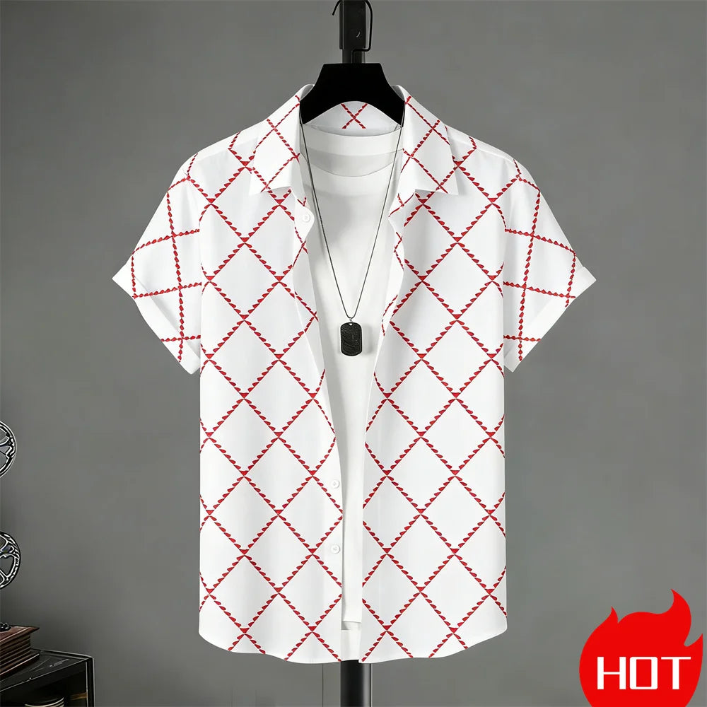 Summer men's Short Sleeved Shirt Stripe Pattern Print Shirts For Man Fashion Casual men's women's Shirts Menswear Clothing Tops