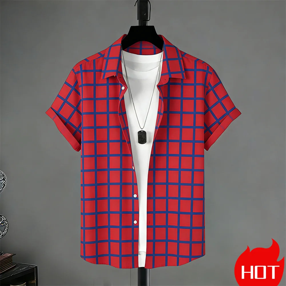 Summer men's Short Sleeved Shirt Stripe Pattern Print Shirts For Man Fashion Casual men's women's Shirts Menswear Clothing Tops
