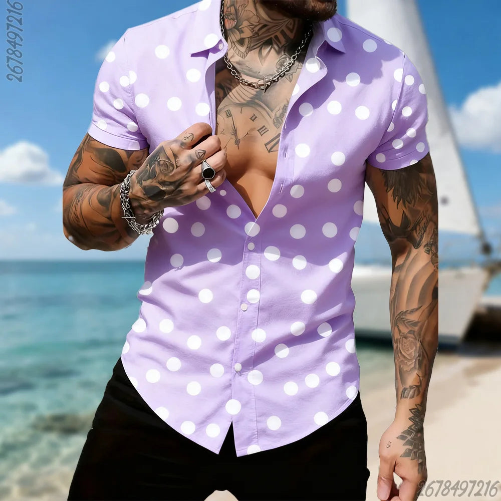 Men's Retro Polka Dot Short Sleeve Shirt – 16 Colors