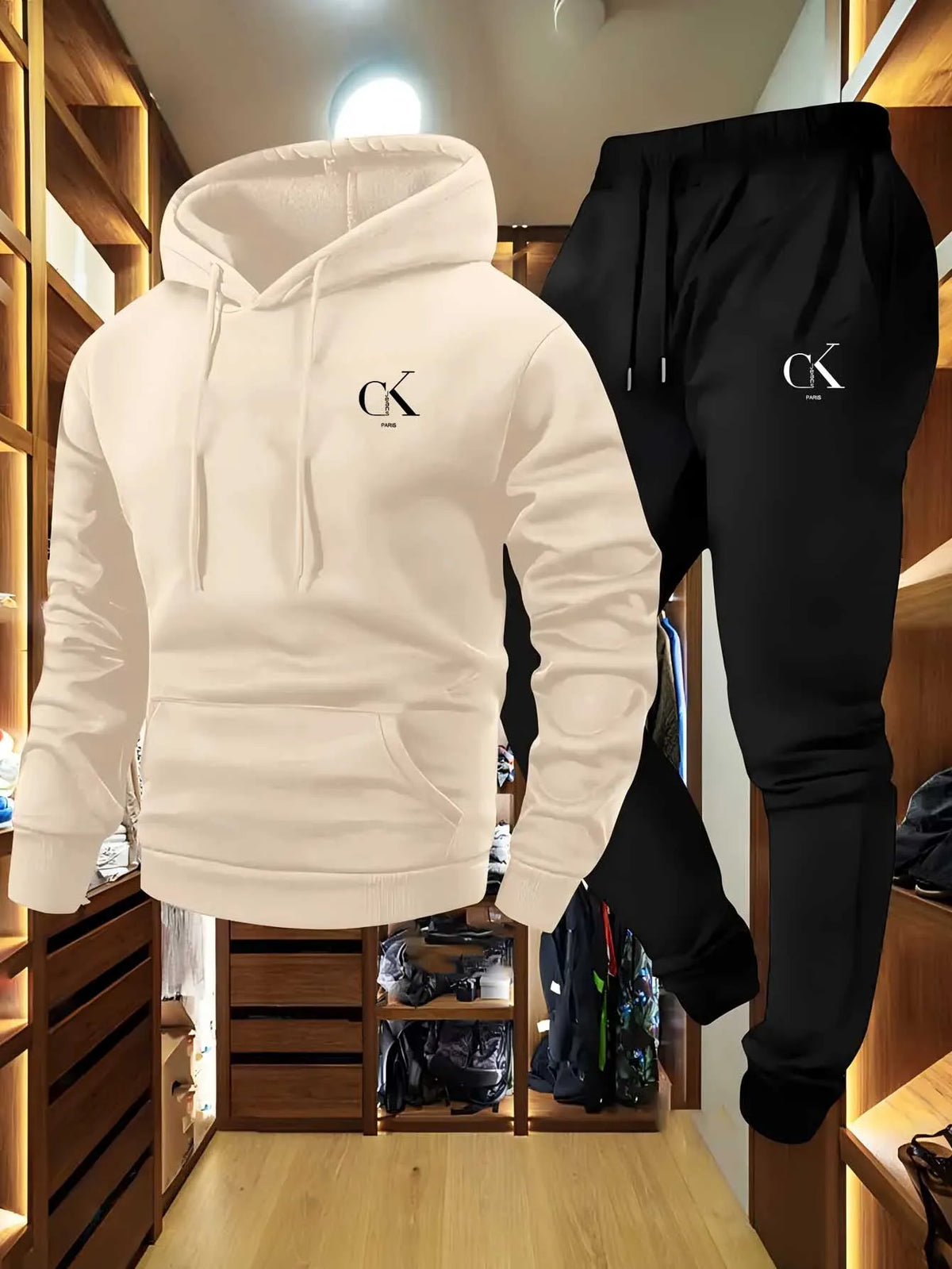 Men's Hoodie & Sweatpants Set – All-Season Gray Comfort