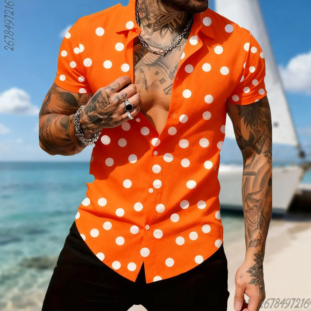 Men's Retro Polka Dot Short Sleeve Shirt – 16 Colors