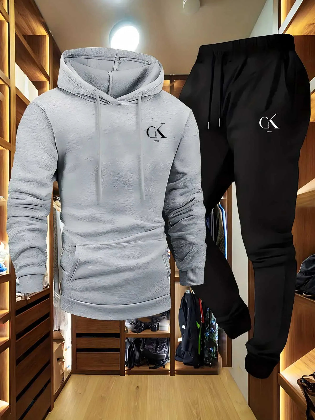Men's Hoodie & Sweatpants Set – Casual Gray Loungewear