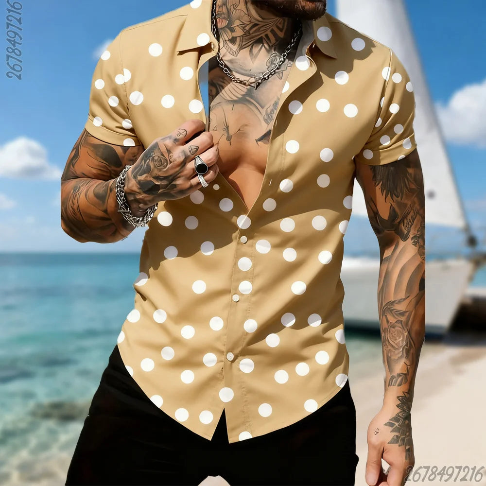 Men's Retro Polka Dot Short Sleeve Shirt – 16 Colors