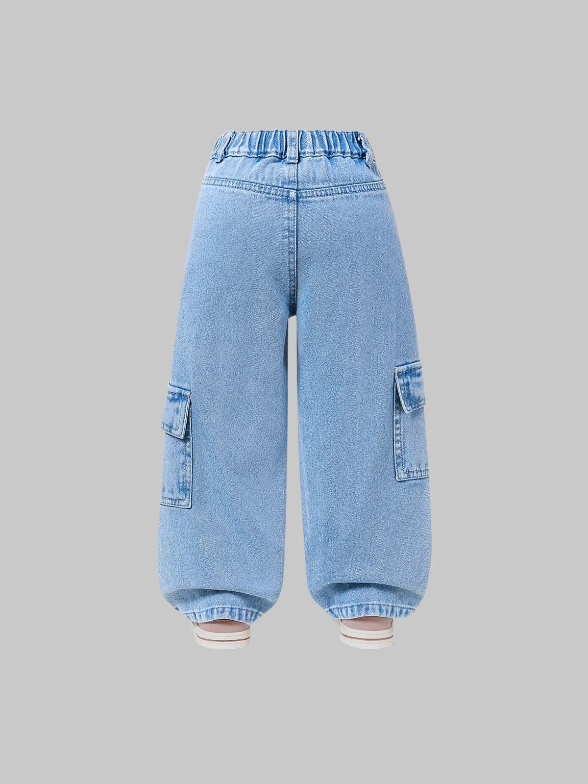 2Pcs Girls' Spring/Summer Outfit: Cute Cartoon Rabbit Print Short Sleeve T-Shirt + Elastic Waist Faux Denim Print Straight-Leg Pants, Fashionable and Playful Youthful Clothing for Girls, Suitable for Daily Wear, Home, Outdoor