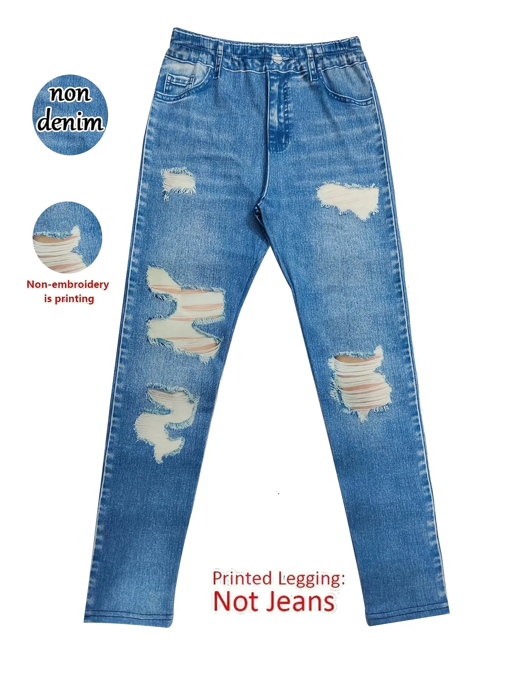 Women's Faux Denim Printed Leggings
