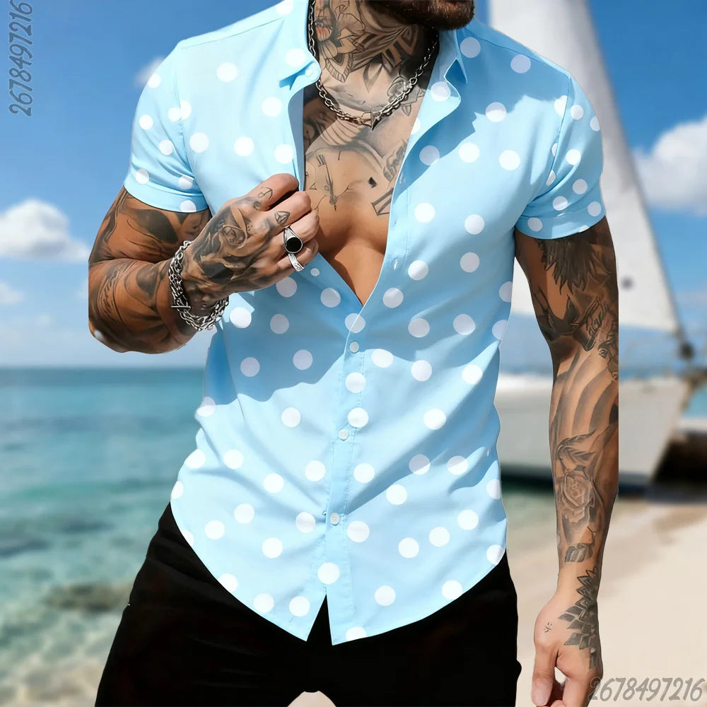Men's Retro Polka Dot Short Sleeve Shirt – 16 Colors