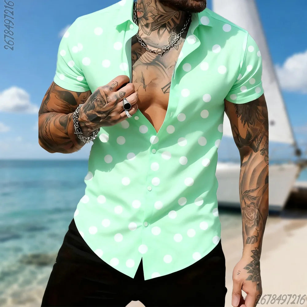 Men's Retro Polka Dot Short Sleeve Shirt – 16 Colors