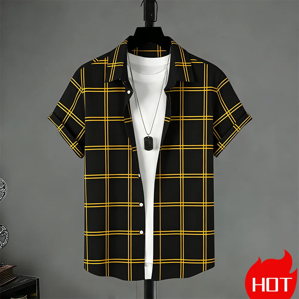 Summer men's Short Sleeved Shirt Stripe Pattern Print Shirts For Man Fashion Casual men's women's Shirts Menswear Clothing Tops