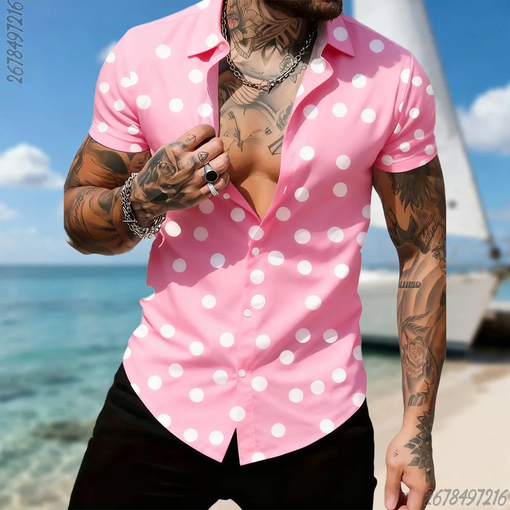 Men's Retro Polka Dot Short Sleeve Shirt – 16 Colors