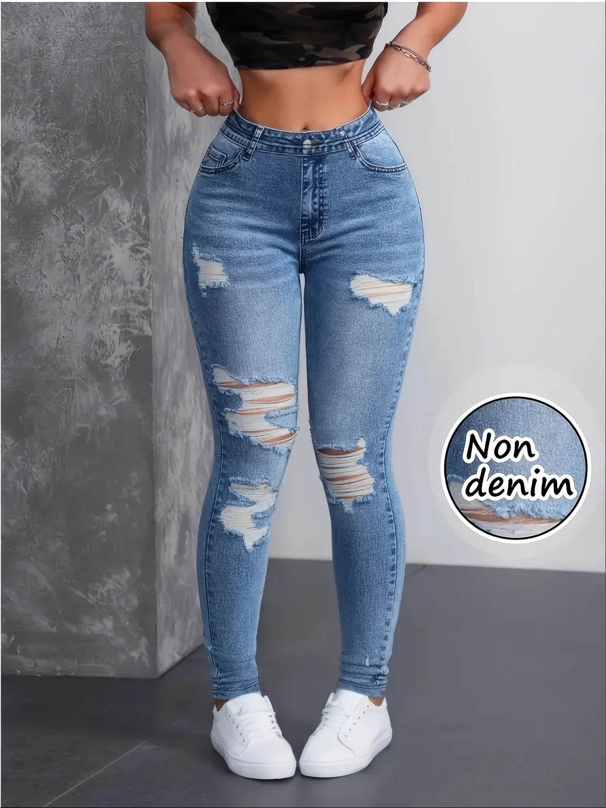 Women's Faux Denim Printed Leggings