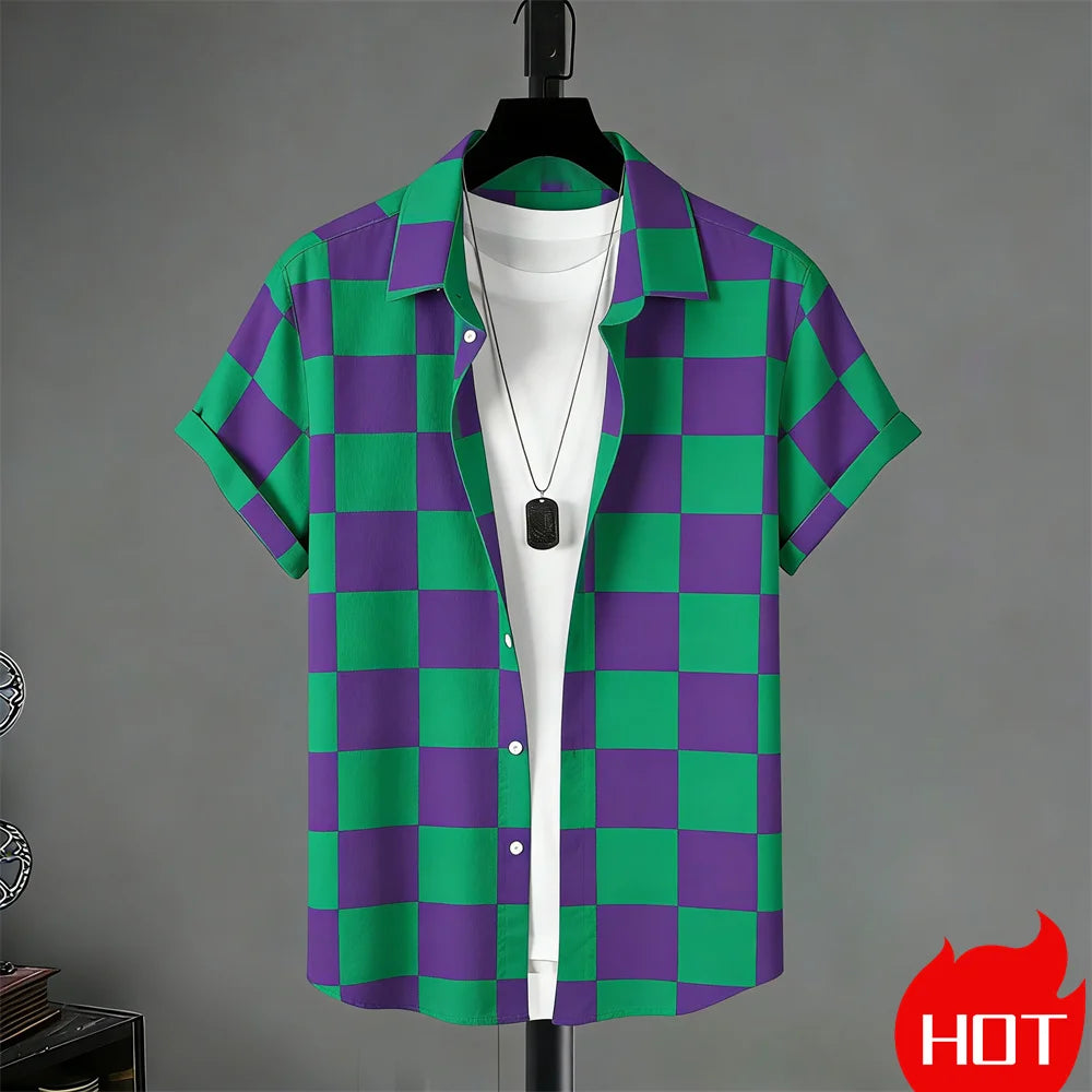 Summer men's Short Sleeved Shirt Stripe Pattern Print Shirts For Man Fashion Casual men's women's Shirts Menswear Clothing Tops