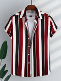 2026 Summer New Style Men's Short-Sleeved Shirt With 3D Stripes Print Street Casual Fashion Comfortable Soft Breathable