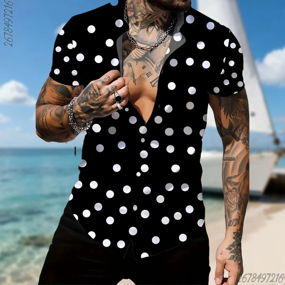 Men's Retro Polka Dot Short Sleeve Shirt – 16 Colors
