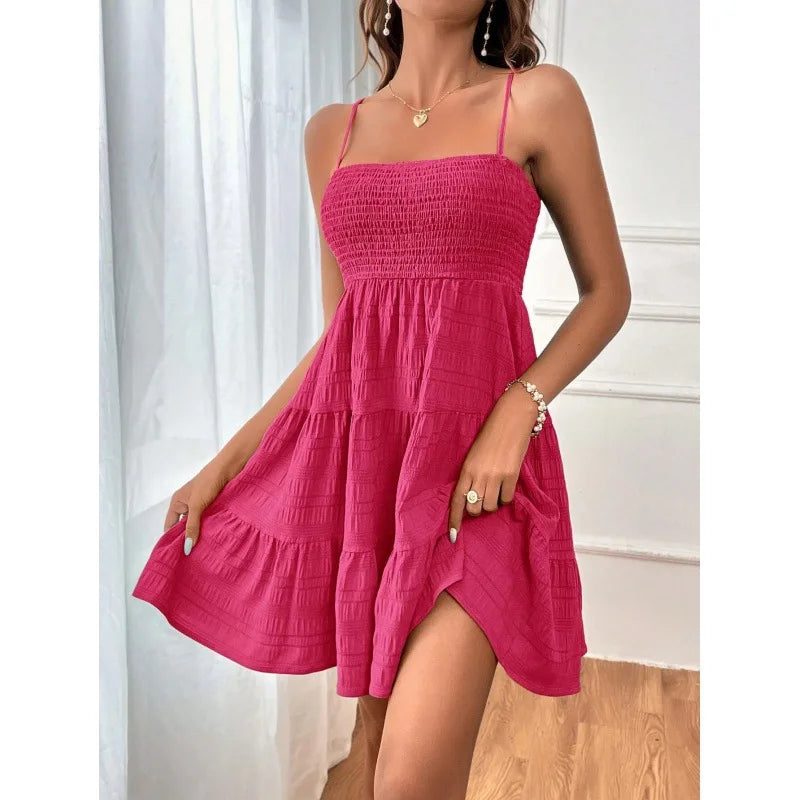 Vestido Mini Babado Azul – Casual Praia e Férias