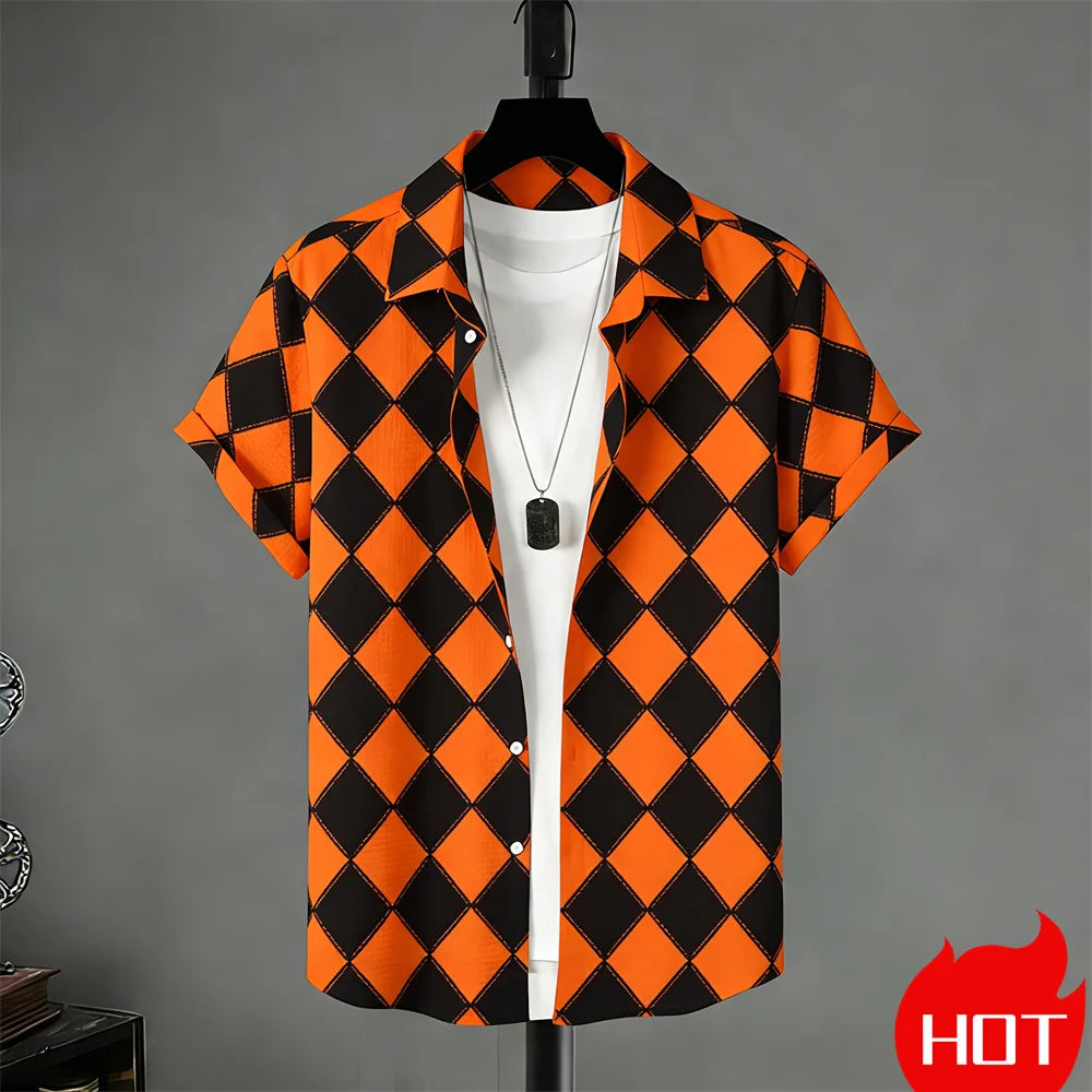 Summer men's Short Sleeved Shirt Stripe Pattern Print Shirts For Man Fashion Casual men's women's Shirts Menswear Clothing Tops