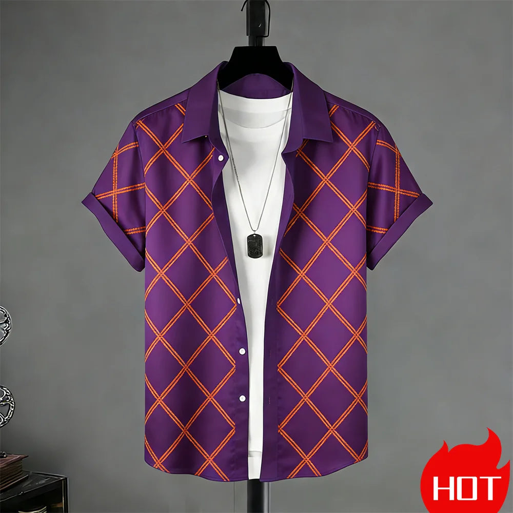 Summer men's Short Sleeved Shirt Stripe Pattern Print Shirts For Man Fashion Casual men's women's Shirts Menswear Clothing Tops