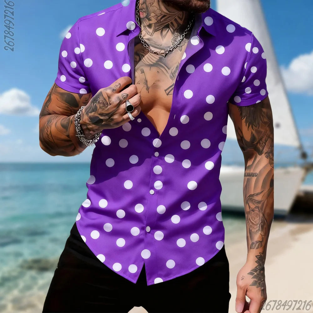 Men's Retro Polka Dot Short Sleeve Shirt – 16 Colors