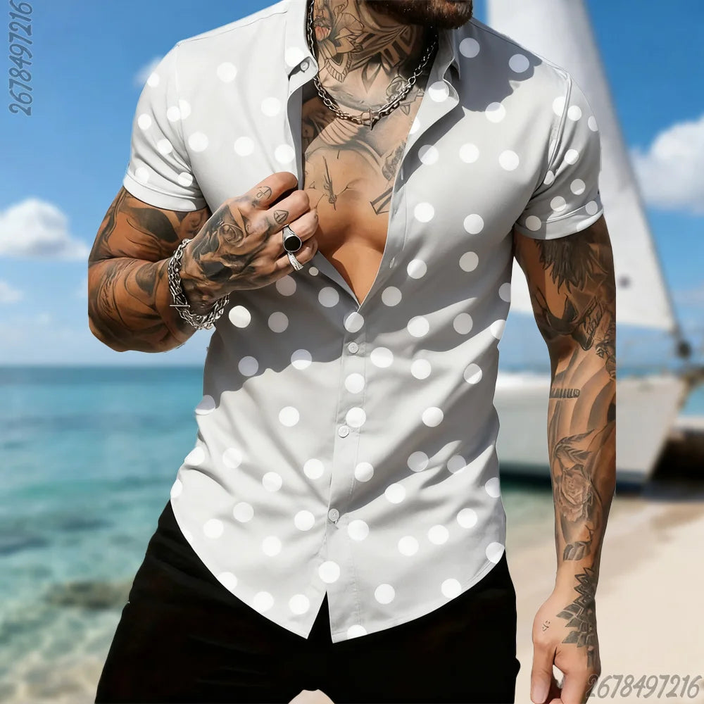 Men's Retro Polka Dot Short Sleeve Shirt – 16 Colors