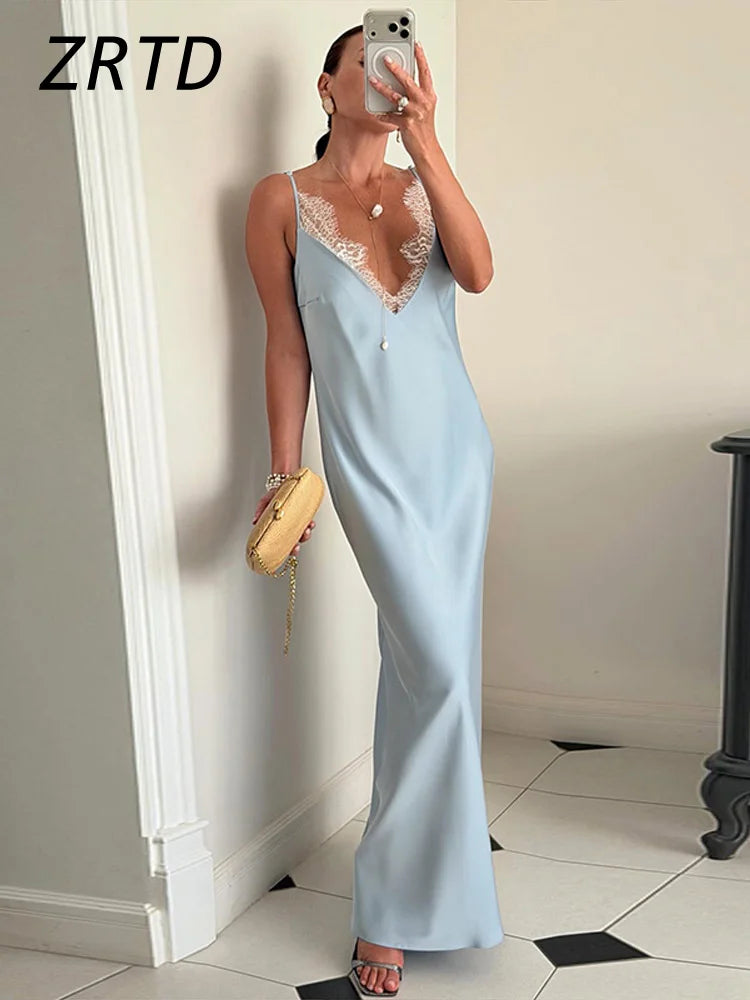 Vestido Longo de Renda Satin