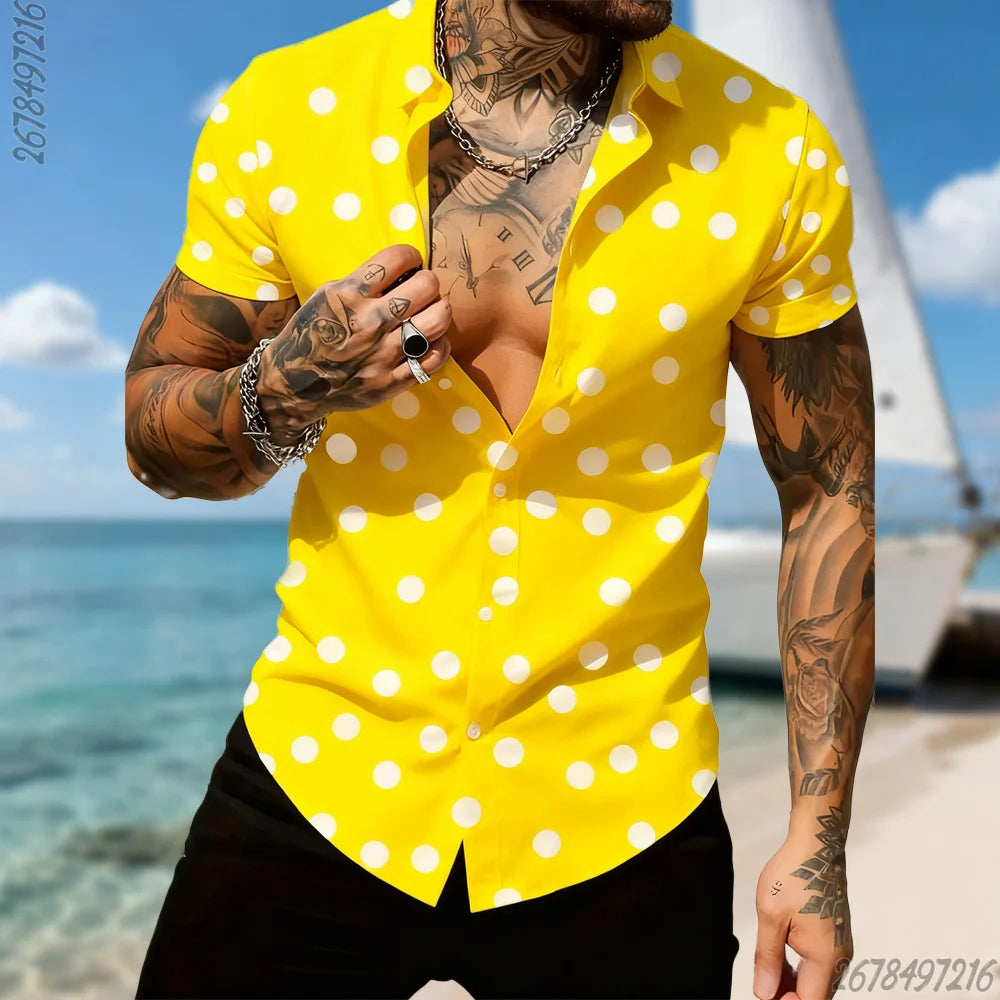 Men's Retro Polka Dot Short Sleeve Shirt – 16 Colors