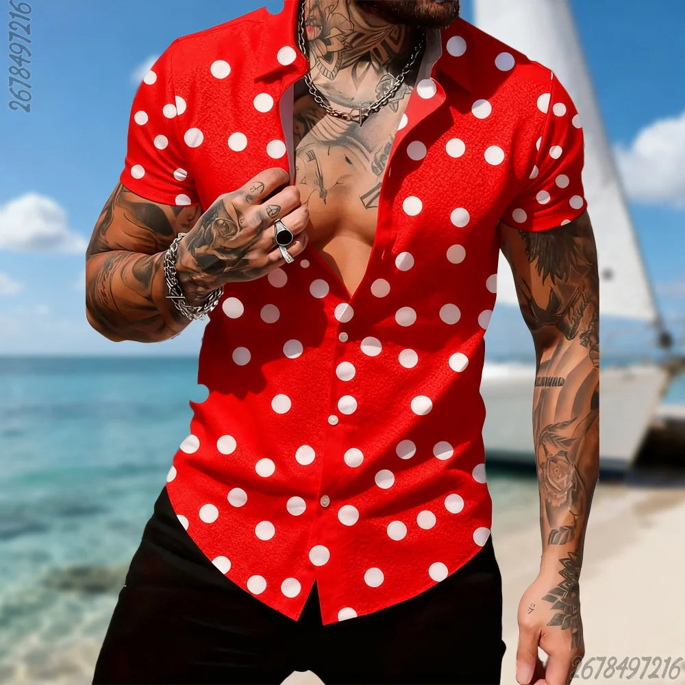 Men's Retro Polka Dot Short Sleeve Shirt – 16 Colors