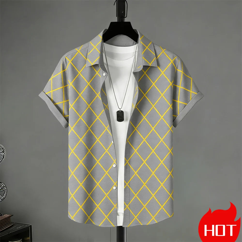 Summer men's Short Sleeved Shirt Stripe Pattern Print Shirts For Man Fashion Casual men's women's Shirts Menswear Clothing Tops