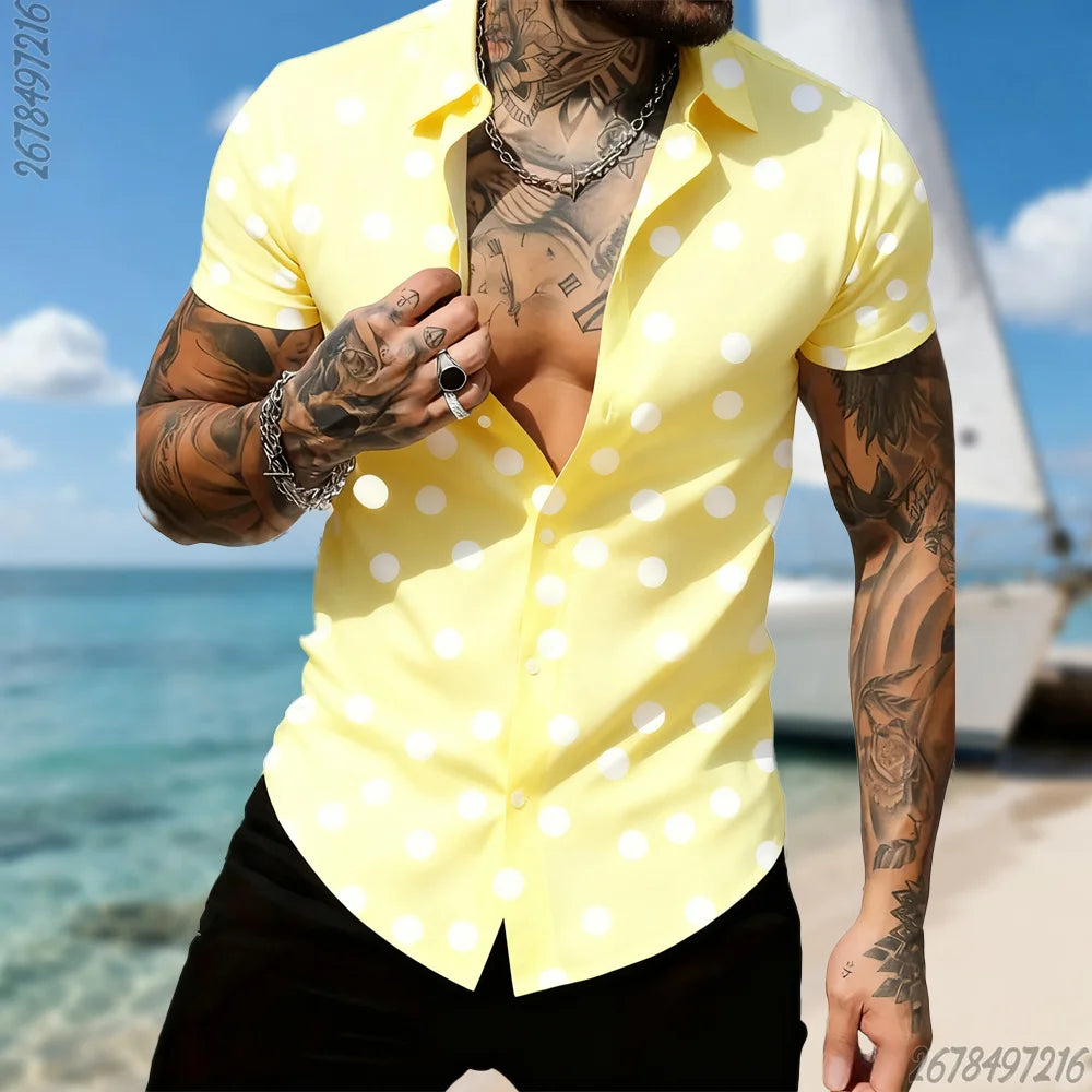 Men's Retro Polka Dot Short Sleeve Shirt – 16 Colors
