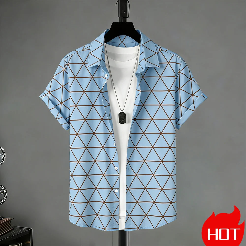 Summer men's Short Sleeved Shirt Stripe Pattern Print Shirts For Man Fashion Casual men's women's Shirts Menswear Clothing Tops