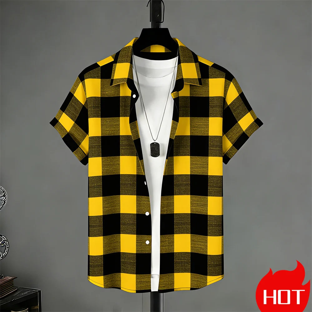 Summer men's Short Sleeved Shirt Stripe Pattern Print Shirts For Man Fashion Casual men's women's Shirts Menswear Clothing Tops