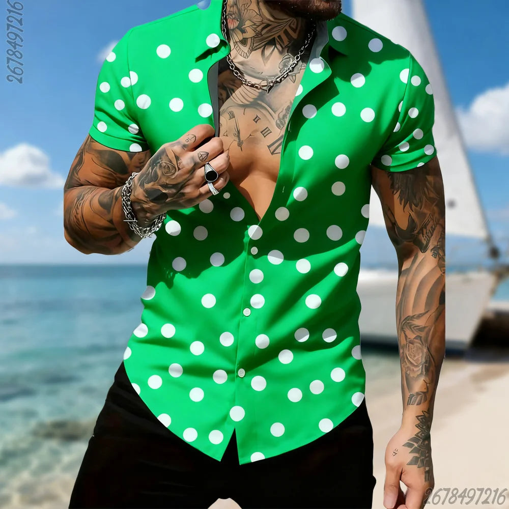 Men's Retro Polka Dot Short Sleeve Shirt – 16 Colors