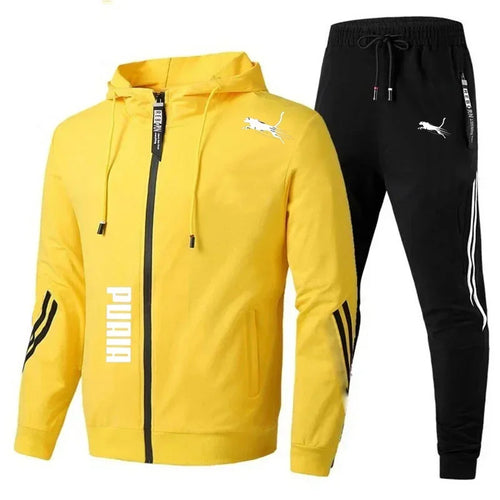 Men's Spring Autumn Tracksuit Set Long Sleeve Hoodie And Joggers 2-Piece Fitness Running Sportswear Casual Clothing