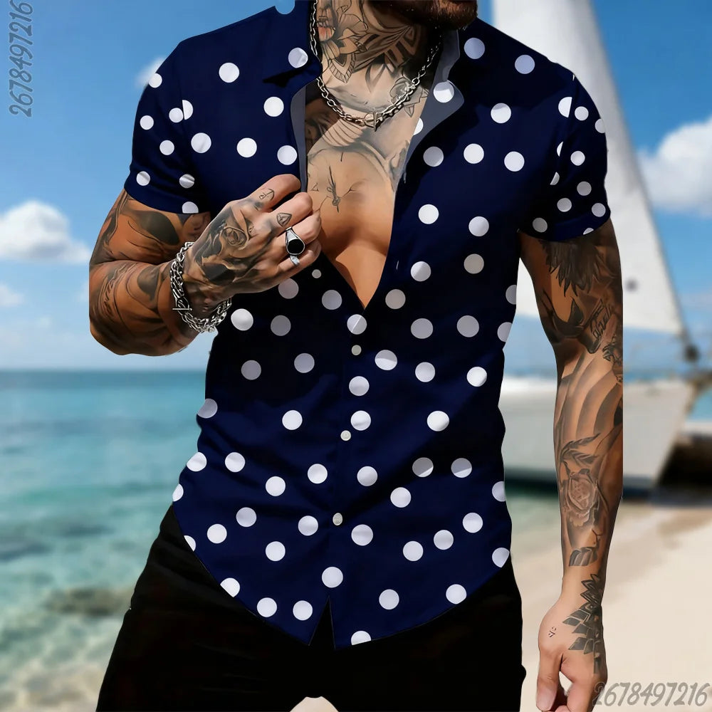 Men's Retro Polka Dot Short Sleeve Shirt – 16 Colors