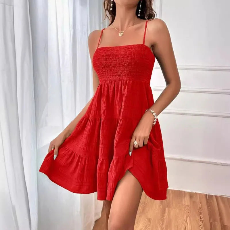 Vestido Mini Babado Azul – Casual Praia e Férias
