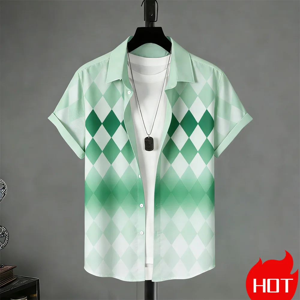 Summer men's Short Sleeved Shirt Stripe Pattern Print Shirts For Man Fashion Casual men's women's Shirts Menswear Clothing Tops