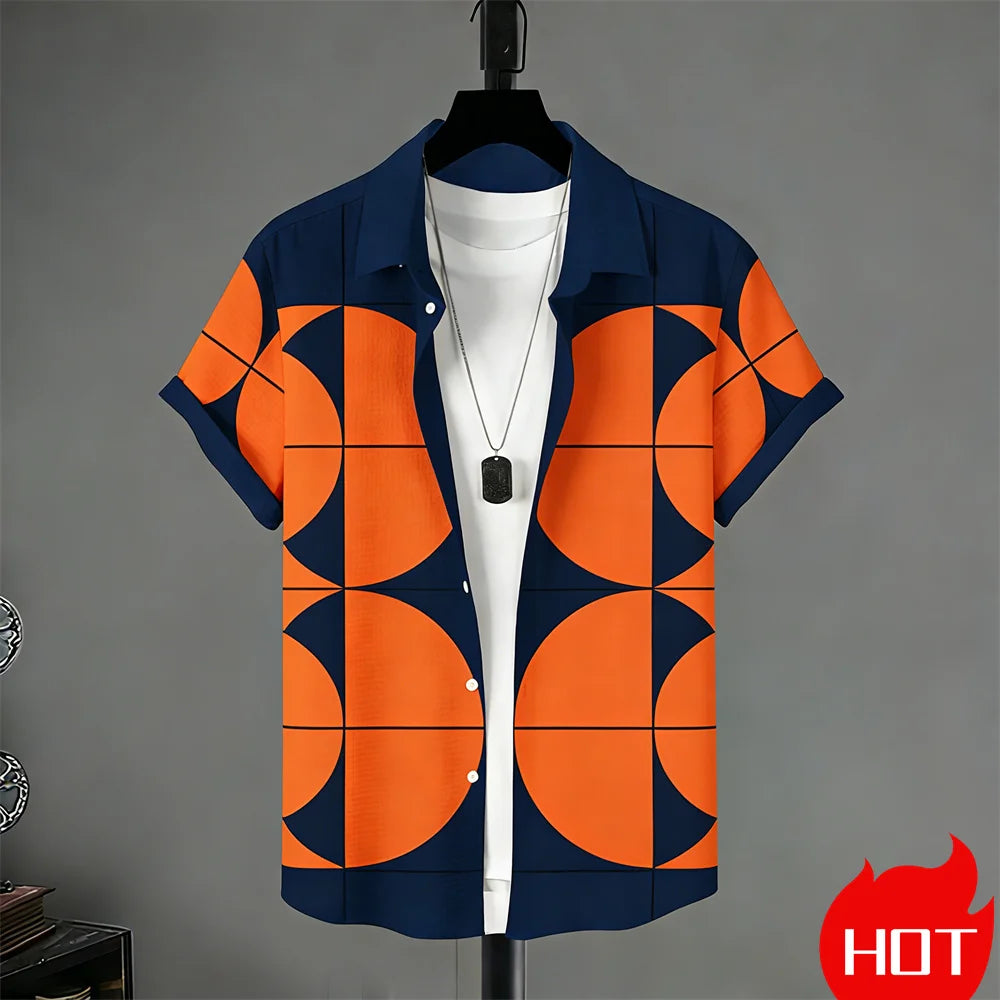 Summer men's Short Sleeved Shirt Stripe Pattern Print Shirts For Man Fashion Casual men's women's Shirts Menswear Clothing Tops