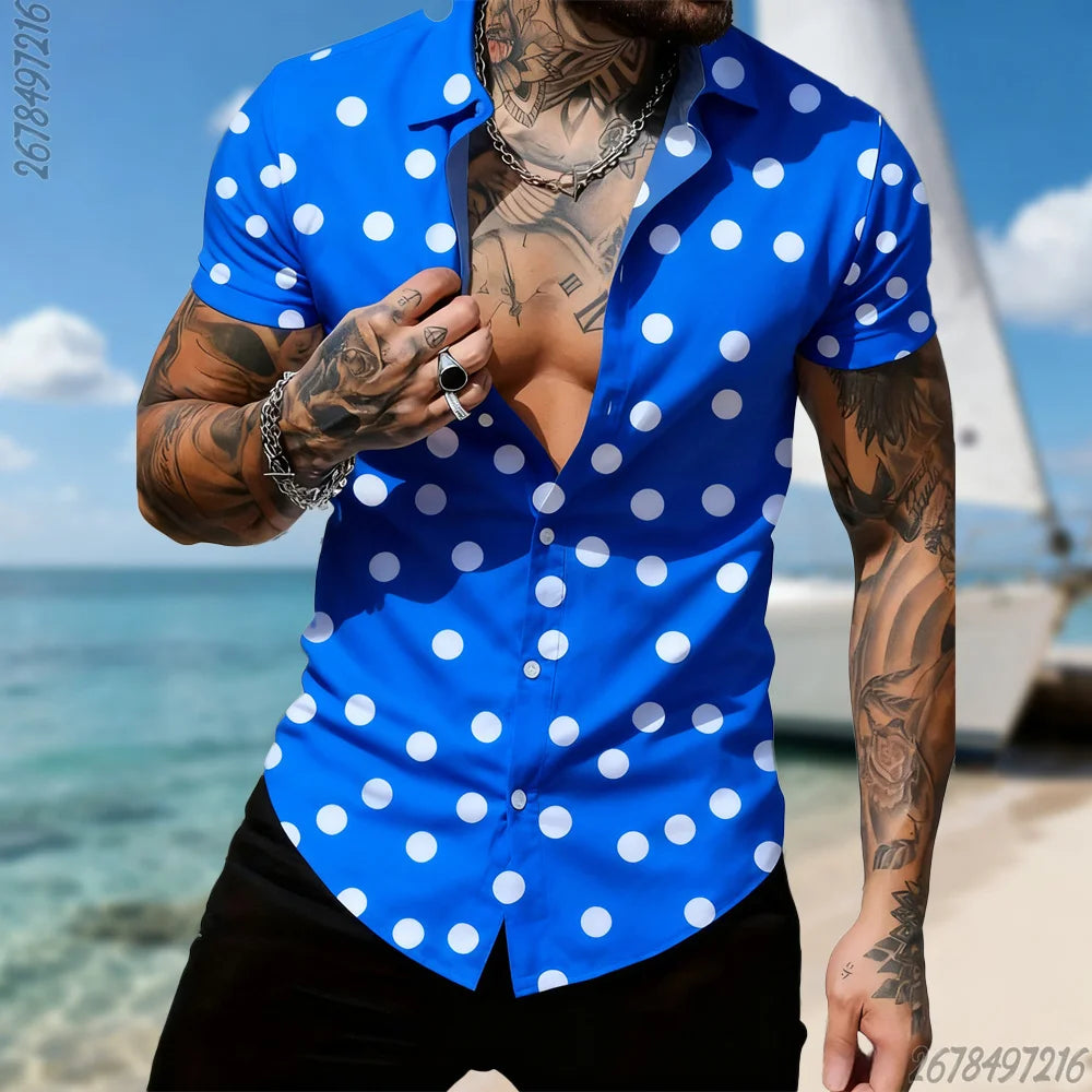 Men's Retro Polka Dot Short Sleeve Shirt – 16 Colors
