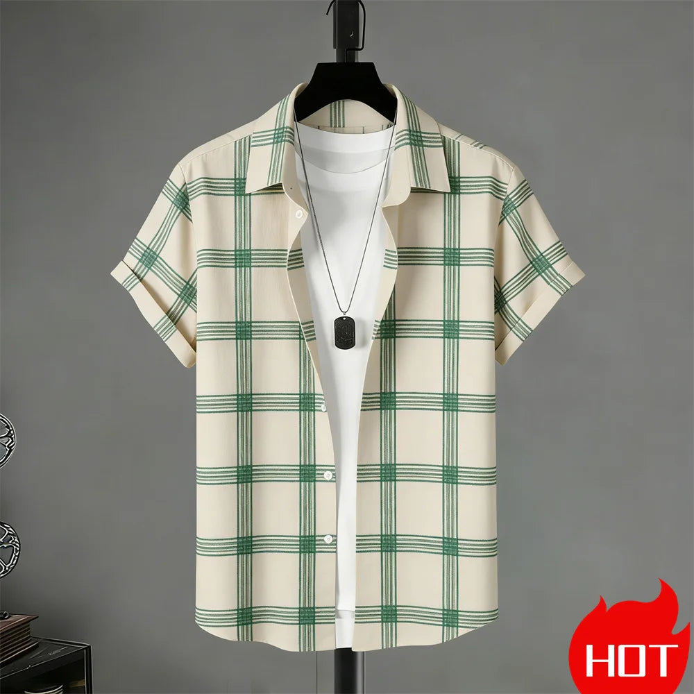 Summer men's Short Sleeved Shirt Stripe Pattern Print Shirts For Man Fashion Casual men's women's Shirts Menswear Clothing Tops
