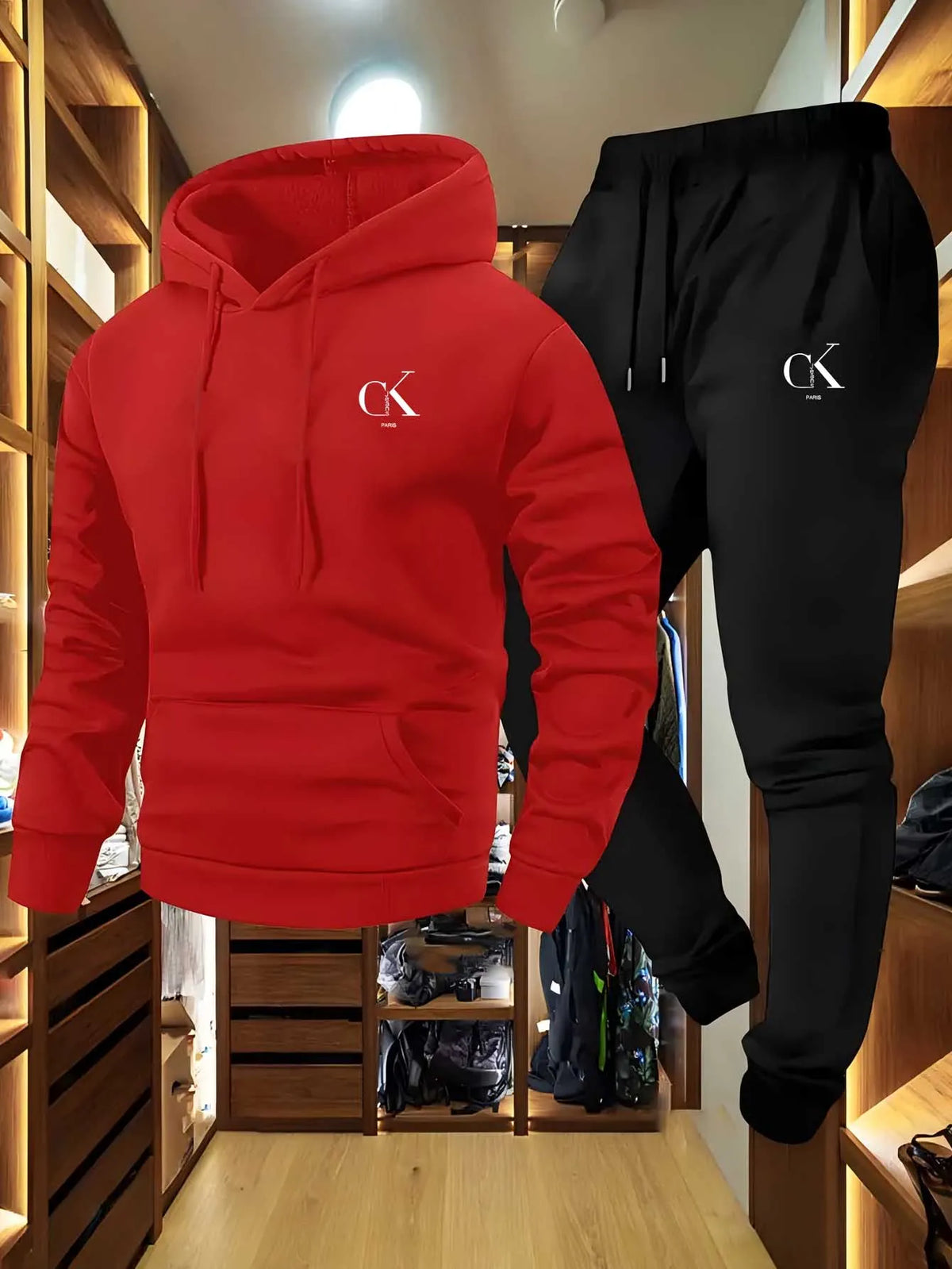 Men's Hoodie & Sweatpants Set – All-Season Gray Comfort