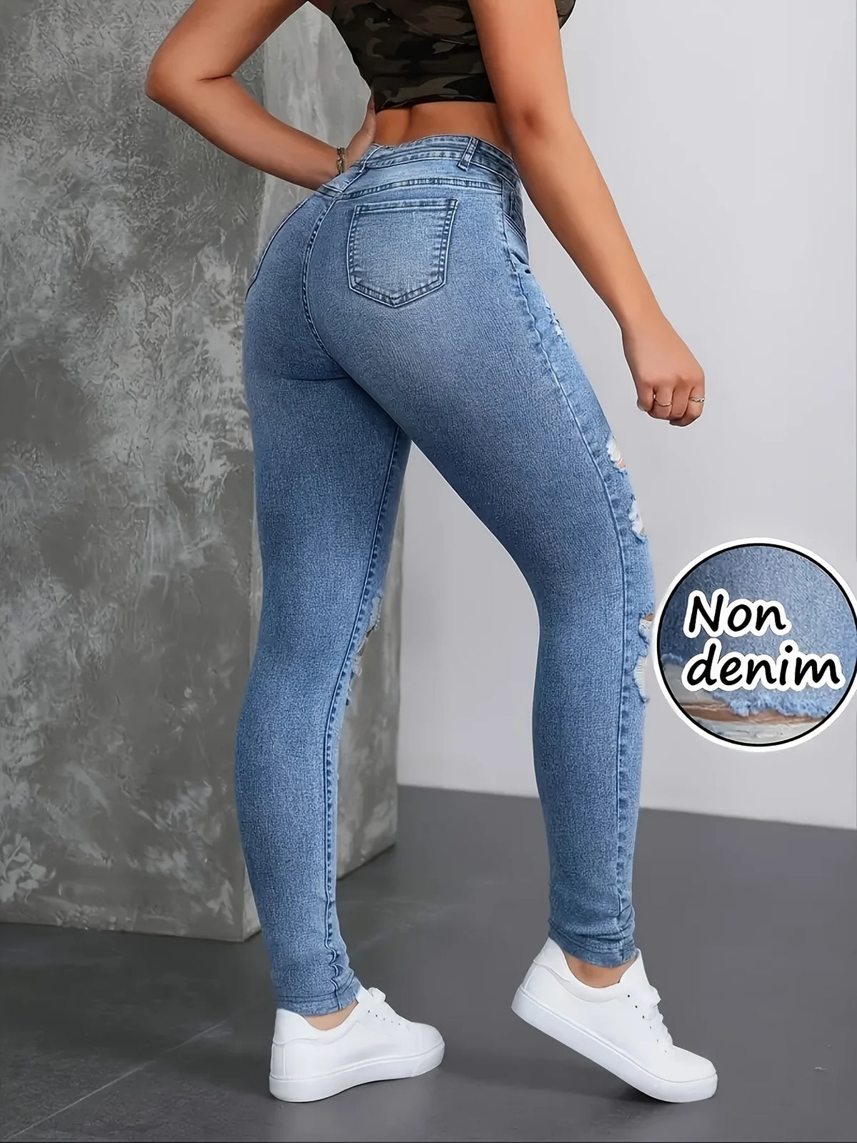 Women's Faux Denim Printed Leggings