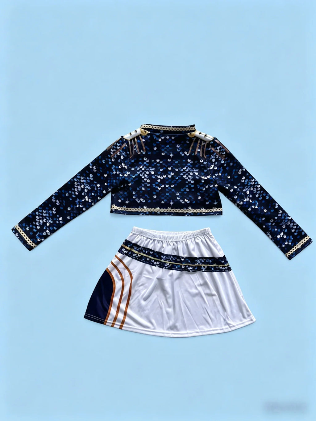 Sparkly kids performance costume set for cheer competition & stage show dressing