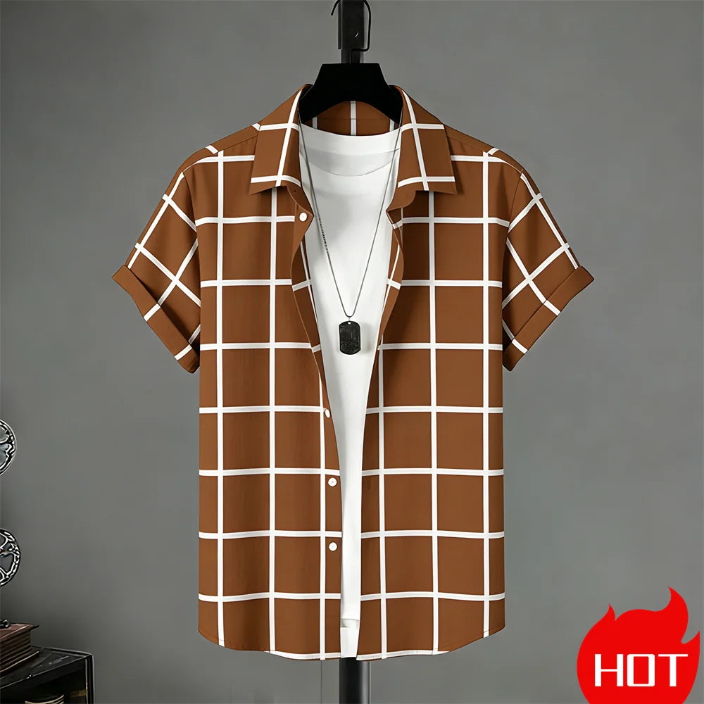 Summer men's Short Sleeved Shirt Stripe Pattern Print Shirts For Man Fashion Casual men's women's Shirts Menswear Clothing Tops