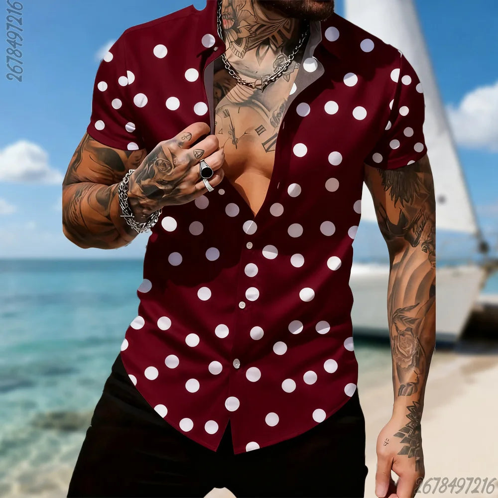 Men's Retro Polka Dot Short Sleeve Shirt – 16 Colors