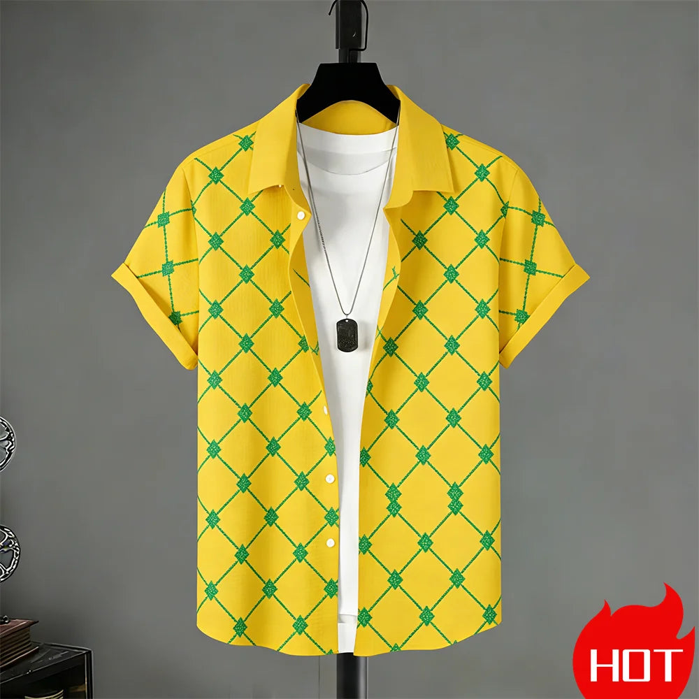 Summer men's Short Sleeved Shirt Stripe Pattern Print Shirts For Man Fashion Casual men's women's Shirts Menswear Clothing Tops