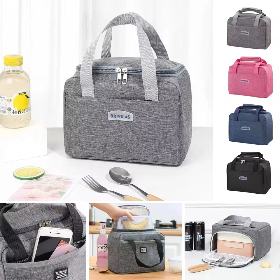 Portable Lunch Bag New Thermal Insulated Lunch Box Tote Cooler Handbag Bento Pouch Dinner Container School Food Storage Bags