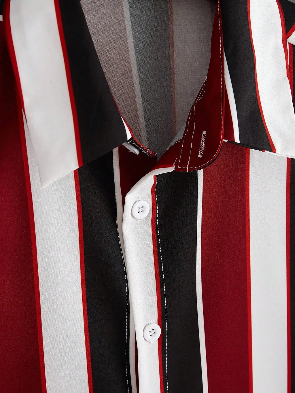 2026 Summer New Style Men's Short-Sleeved Shirt With 3D Stripes Print Street Casual Fashion Comfortable Soft Breathable