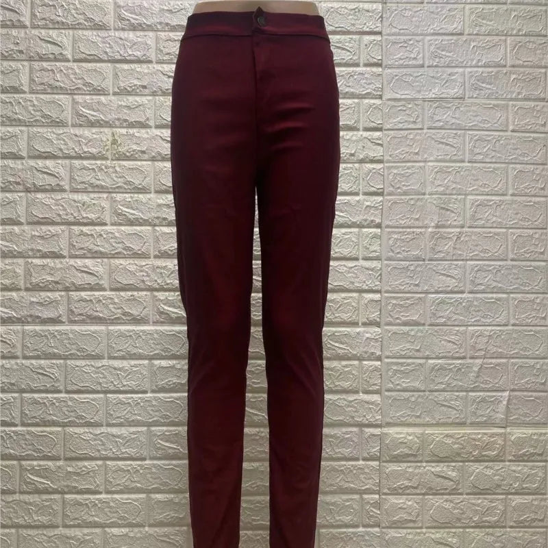 Spring Autumn New Solid Skinny Small Leg Pants Woman White High Waist Render Jeans Sexy Long Pants Femme Casual Pencil Pants