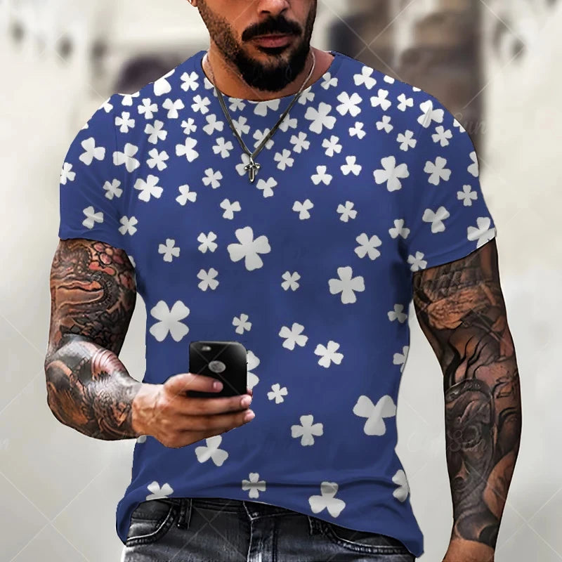 Camiseta Masculina 3D Oversized – Estilo Harajuku