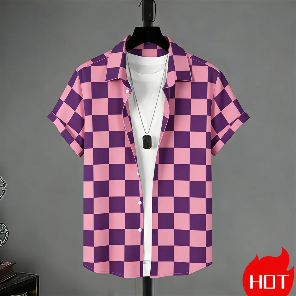 Summer men's Short Sleeved Shirt Stripe Pattern Print Shirts For Man Fashion Casual men's women's Shirts Menswear Clothing Tops