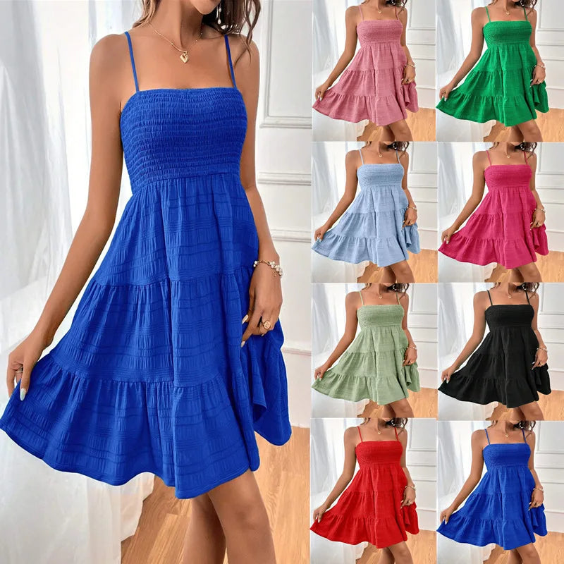 Vestido Mini Babado Azul – Casual Praia e Férias